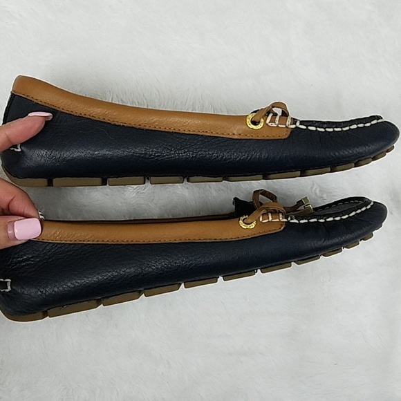 Sperry Top-Sider sz 7 Navy/brown leather boat shoe - Picture 2 of 8